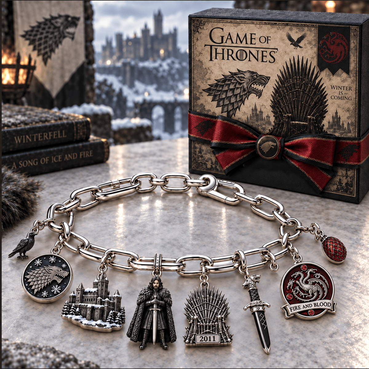 GOT Silver Charm Bracelet Set NTVA