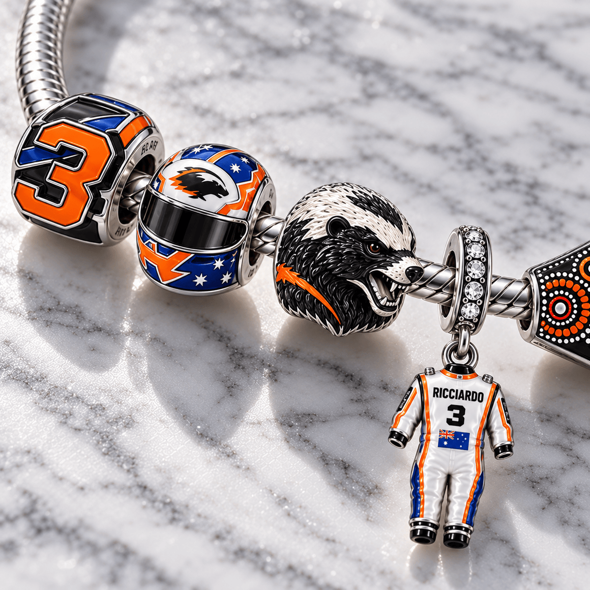 DNR Silver Charm Bracelet Set PTT